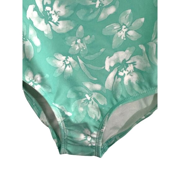 OshKosh Bgosh Girls Floral Long Sleeve One-Piece Swimsuit UPF 50+ Green Size 6/6 - Picture 5 of 7